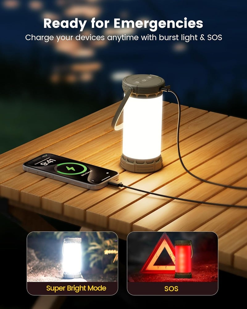 Glocusent 135 LED Ultra Bright Camping Lantern, Up to 200H, 5000mAh Camping Lights with 3 Colors & 5 Brightness, SOS, Max 1500LM, Rechargeable Lantern for Power Outages Camping Hiking Emergency - Image 5